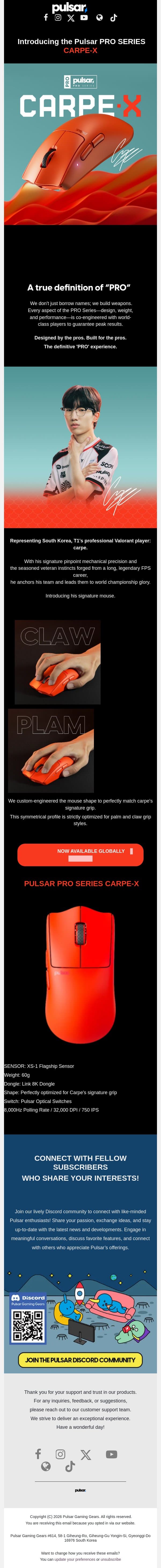 Introducing the Pulsar PRO SERIES CARPE-X email from Exponent screenshot