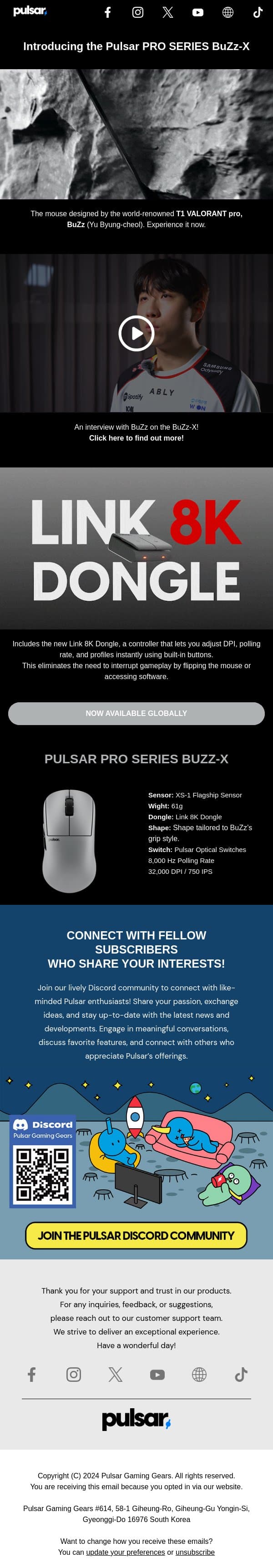 Introducing the Pulsar PRO SERIES BUZZ-X email from Exponent screenshot