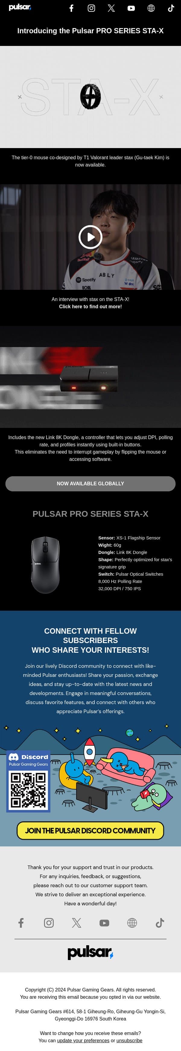 Introducing the Pulsar PRO SERIES STA-X email from Exponent screenshot