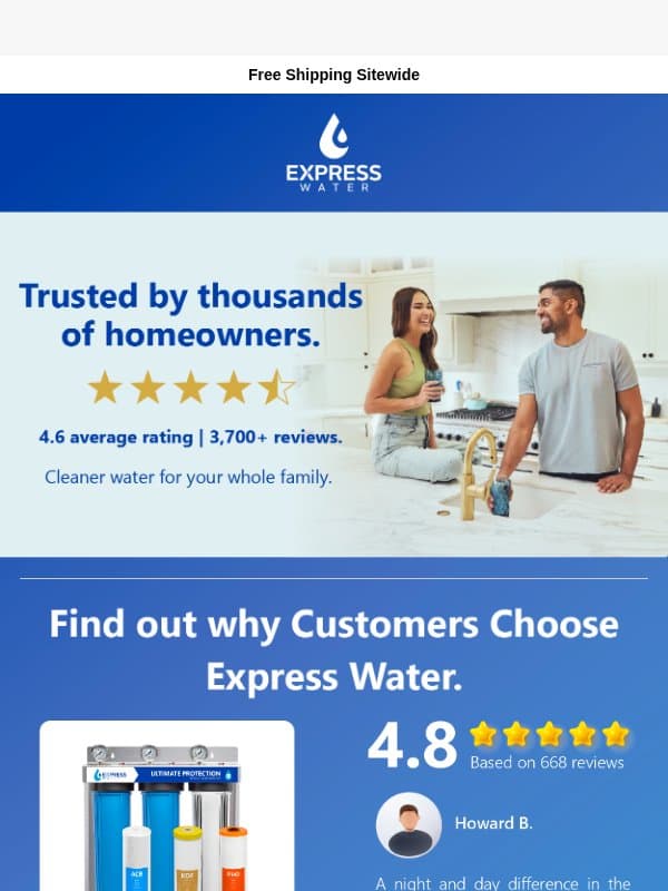 ⭐ Our Bestsellers, Rated 4.6 Stars by Homeowners email from Express Water