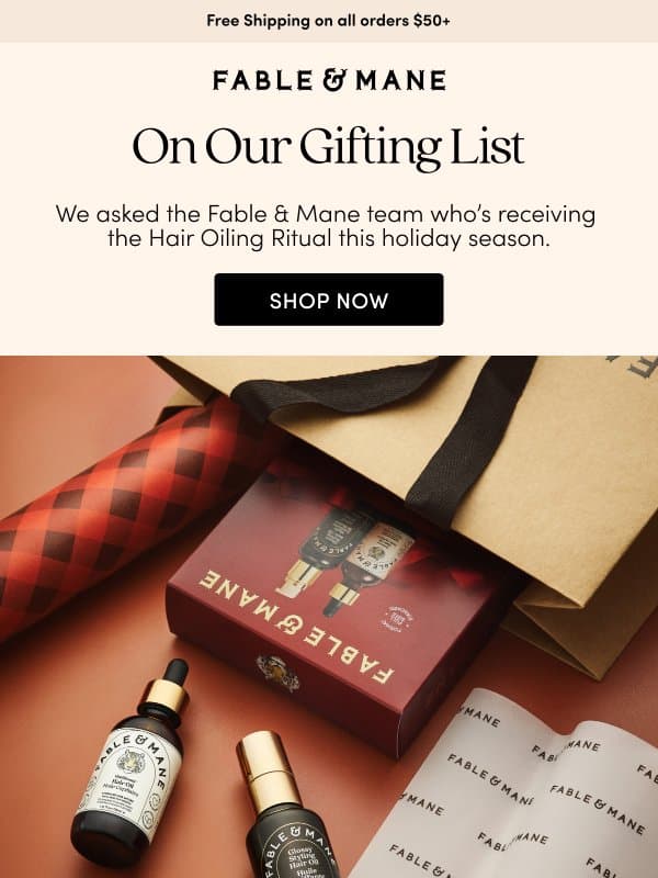 Who’s on our gifting list? 🎁 email from Fable & Mane