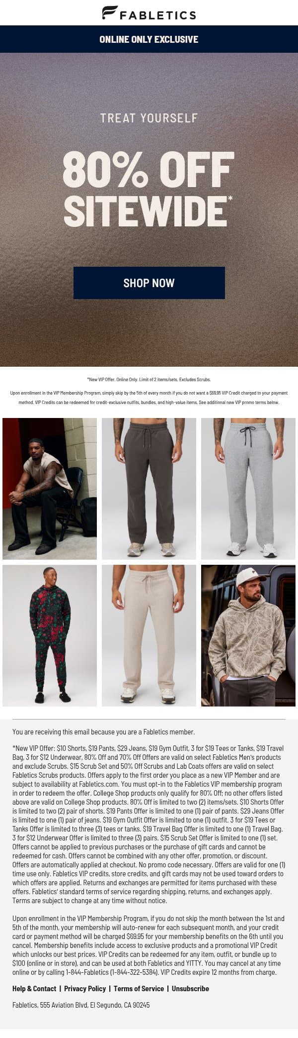 Treat Yourself with a Sitewide Sale email from Fabletics screenshot