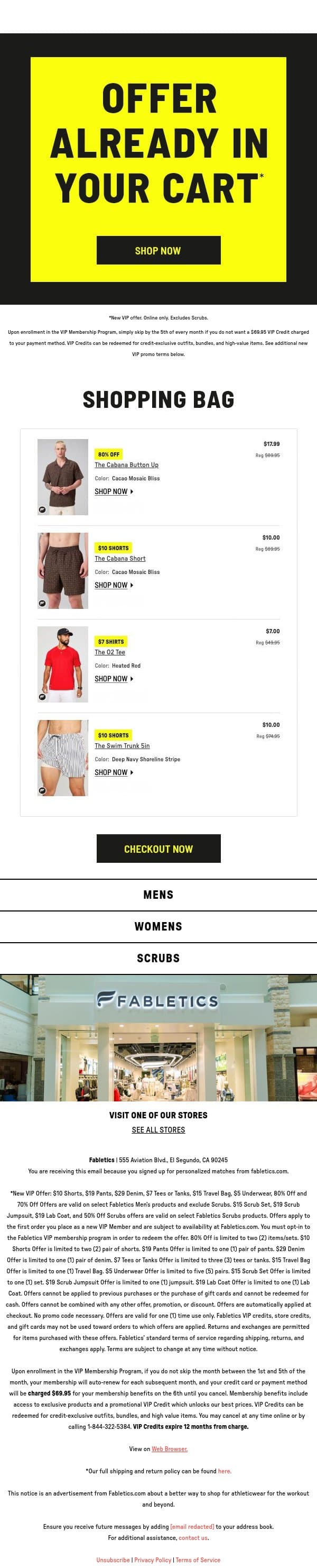Waiting on you... email from Fabletics screenshot