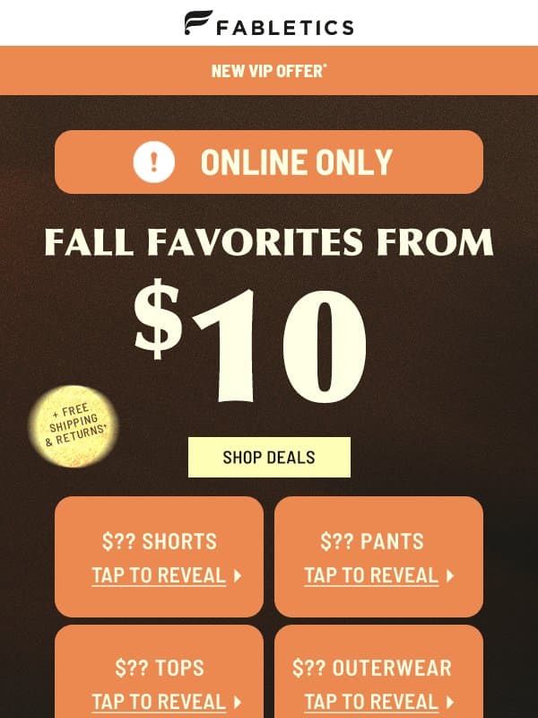 FALL DROP: Styles from $10 email from Fabletics