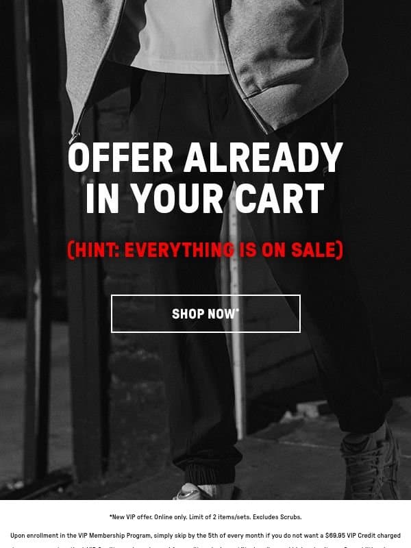 Psst...there's an offer in your cart! email from Fabletics