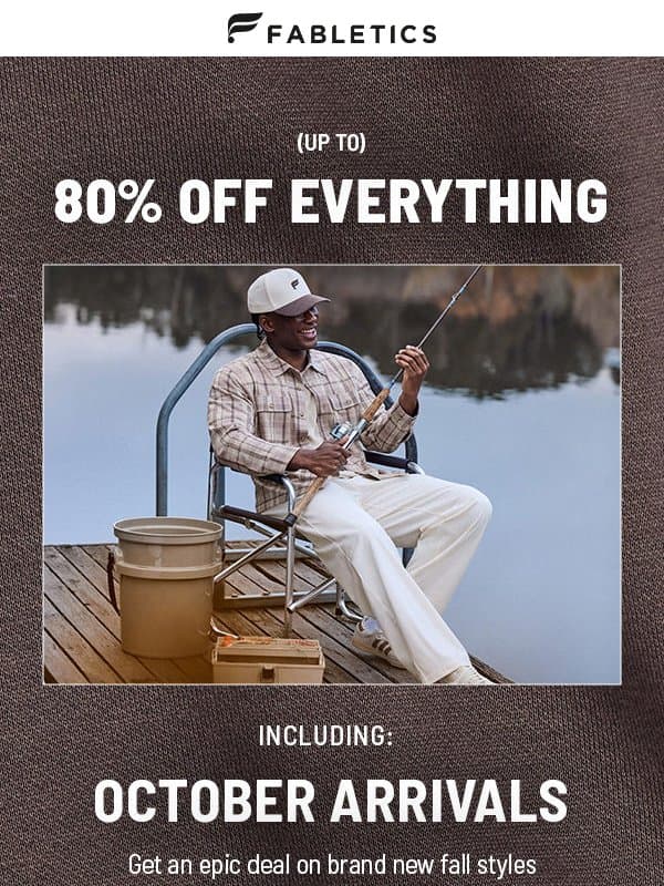 80% Off INCLUDING October Arrivals email from Fabletics