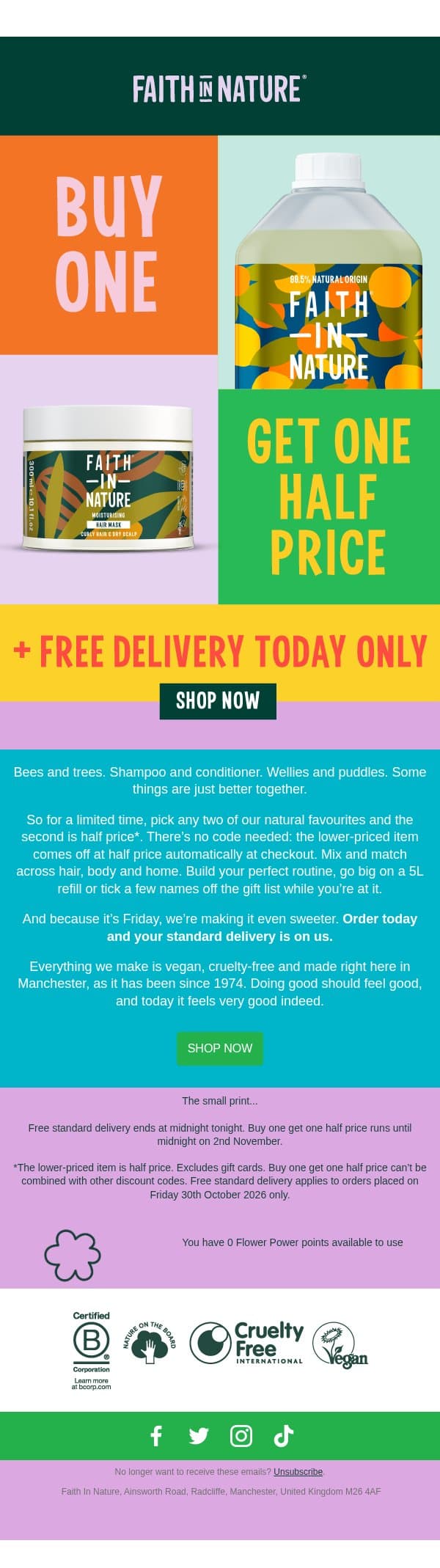 Psst… Delivery’s Free Today 🐝 email from Faith in Nature screenshot