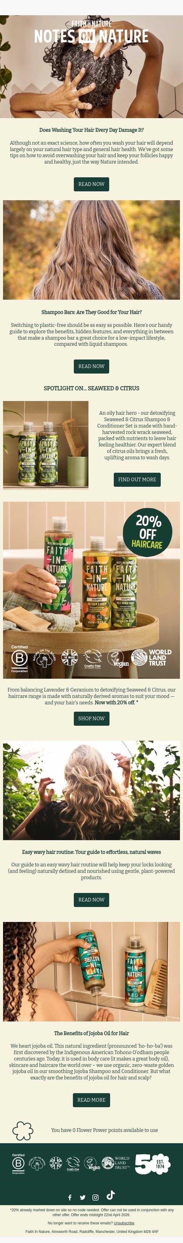 The Natural Haircare Edit 🌿 email from Faith in Nature screenshot