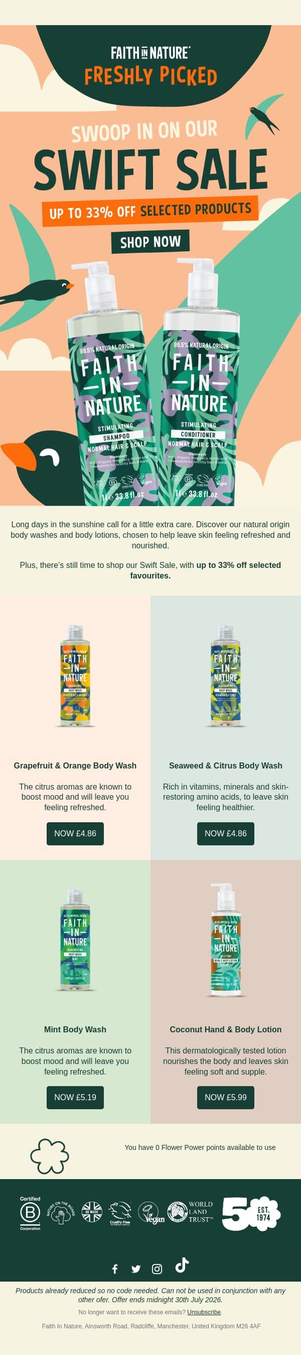 Clean Up After A Hot Day ☀️ email from Faith in Nature screenshot