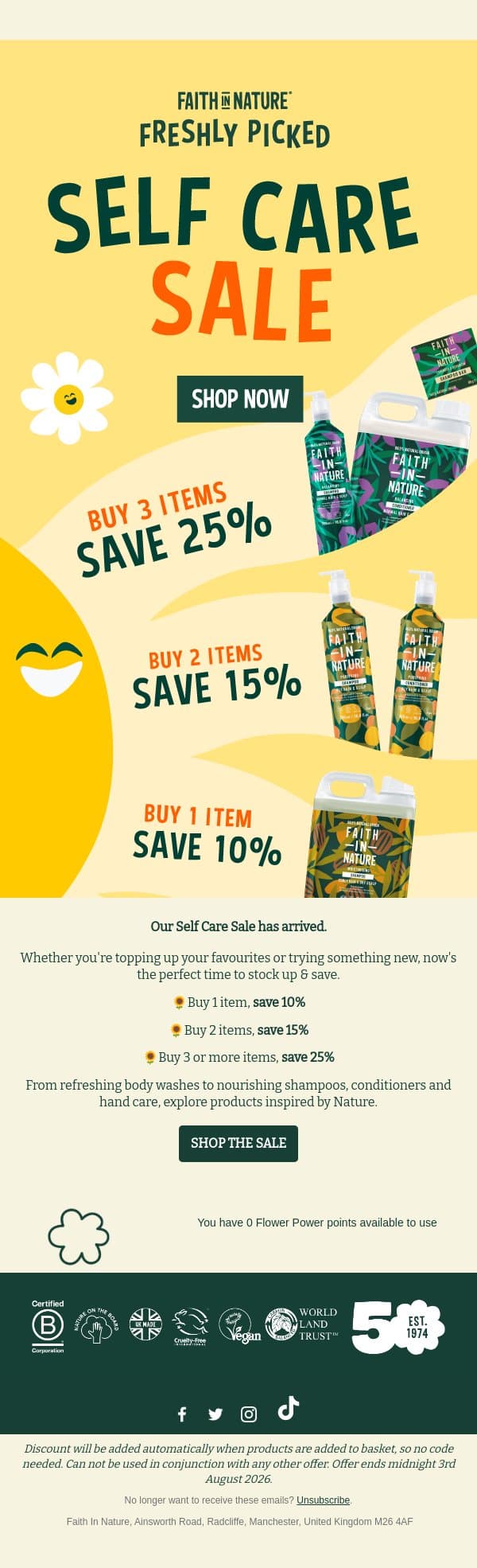 Self Care Sale | Save up to 25% π» email from Faith in Nature screenshot