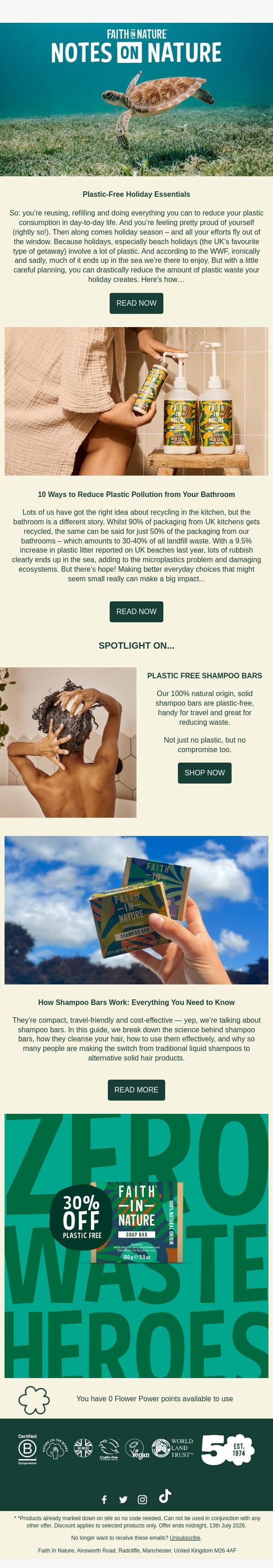 It's Plastic Free July! π email from Faith in Nature screenshot