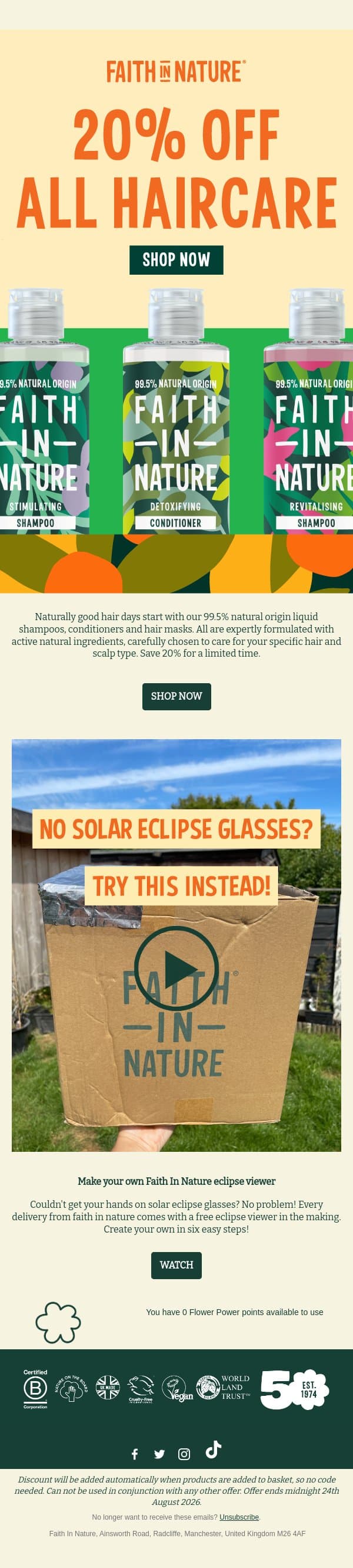 Save On Naturally Good Hair Days ๐ธ email from Faith in Nature screenshot
