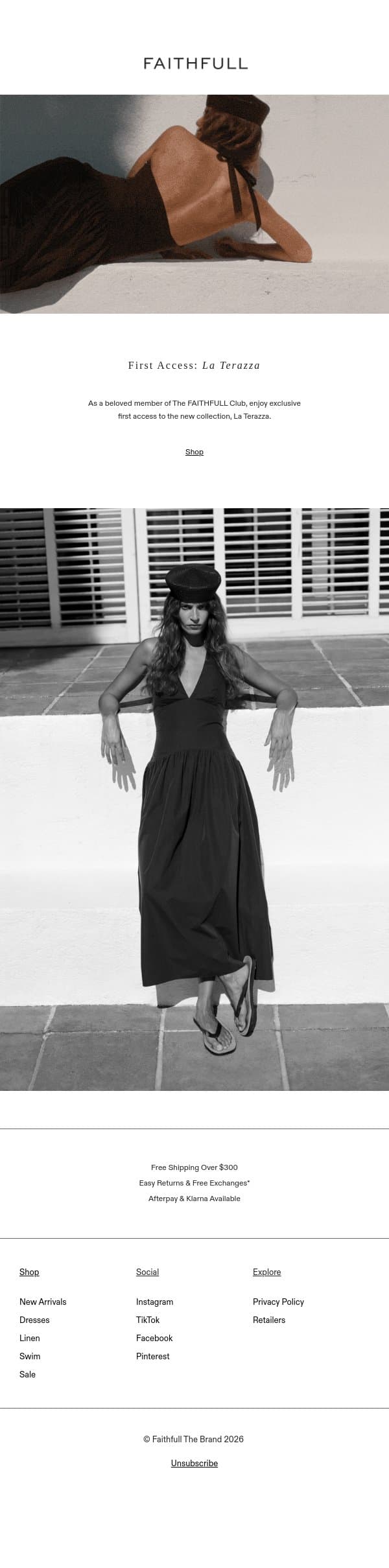 First Access: La Terazza email from Faithfull the Brand screenshot