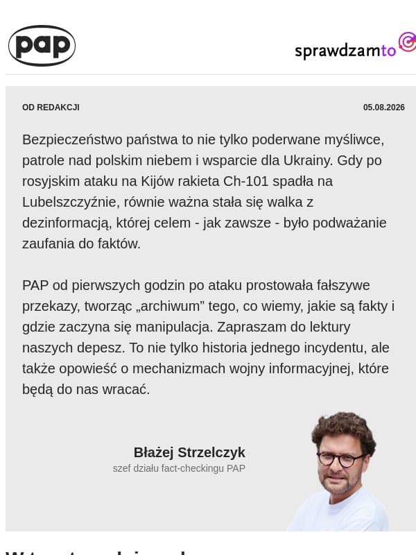 Rakieta, która uruchomiła falę dezinformacji email from FakeHunter