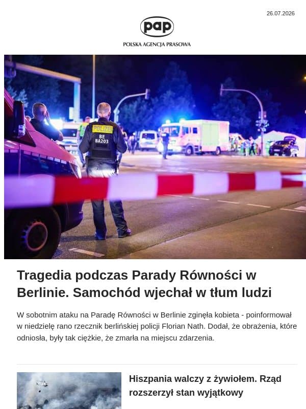 Samochód wjechał w tłum w Berlinie email from FakeHunter
