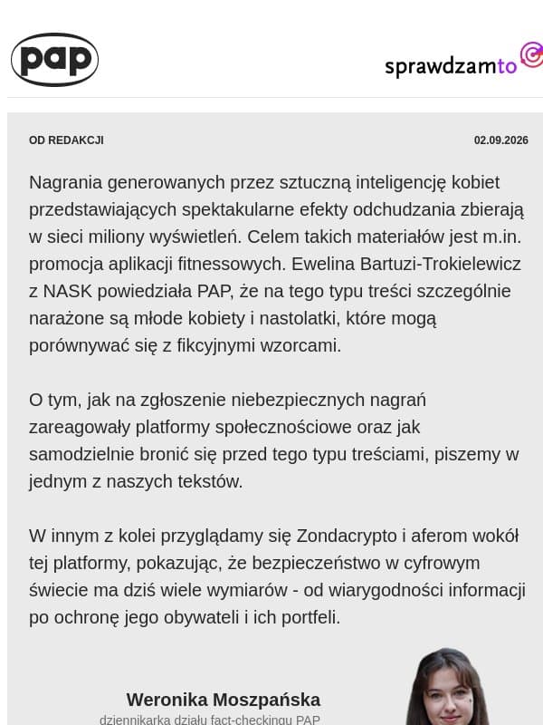 Influencerki AI: fałszywe metamorfozy, prawdziwy wpływ email from FakeHunter
