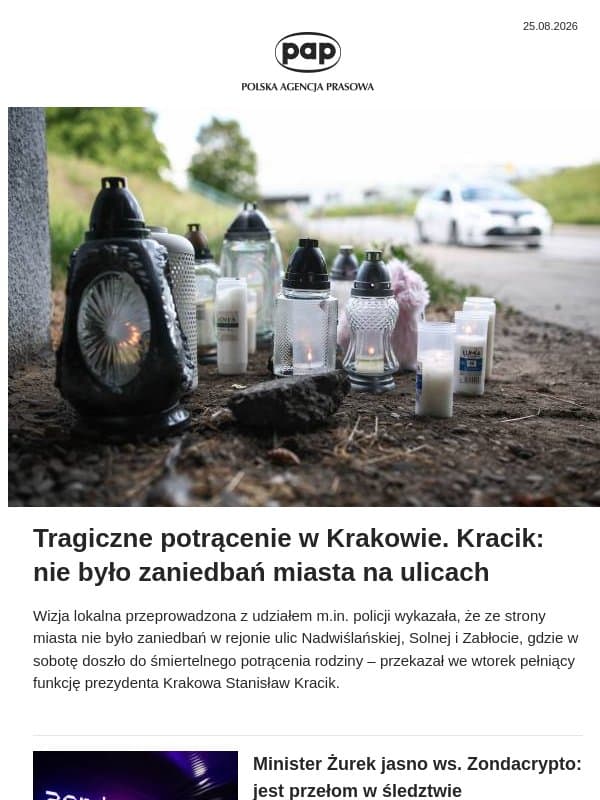 Wypadek w Krakowie - nowe informacje email from FakeHunter