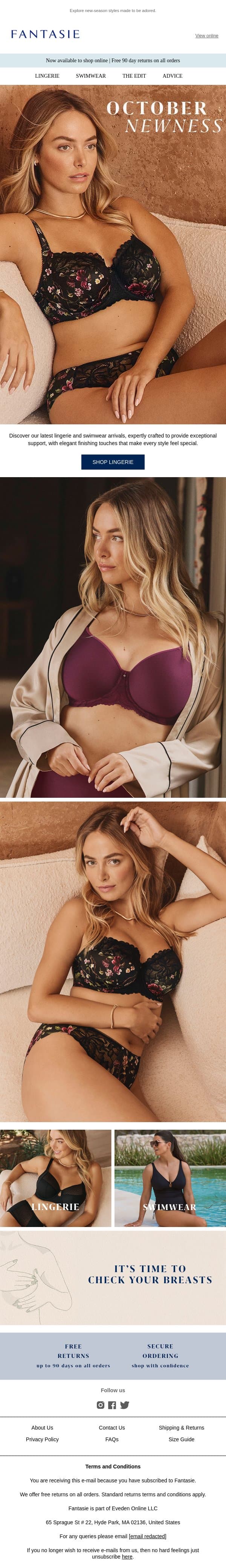 Discover What’s New email from Fantasie screenshot