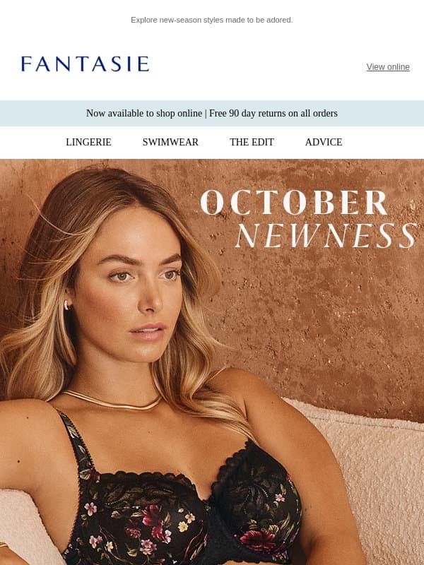 Discover What’s New email from Fantasie