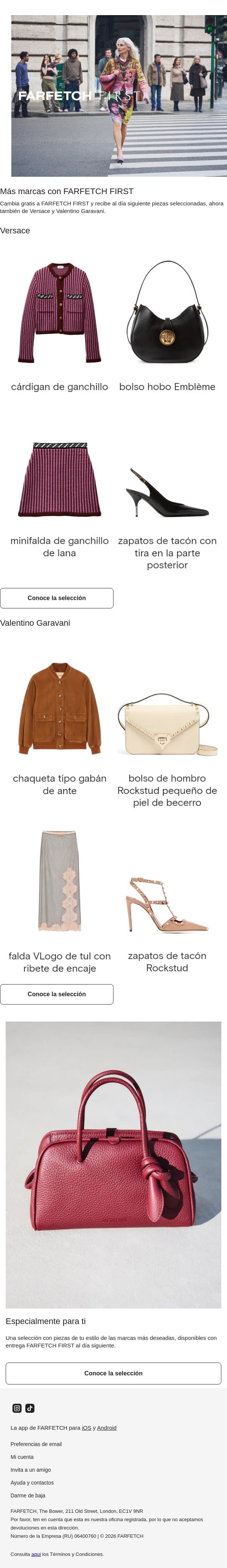 Nuevas marcas con FARFETCH FIRST email from FARFETCH screenshot