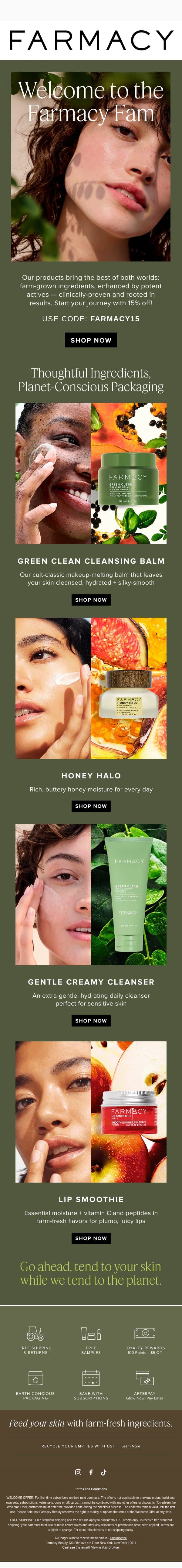 Grown on the Farm, Proven in the Lab email from Farmacy Beauty screenshot