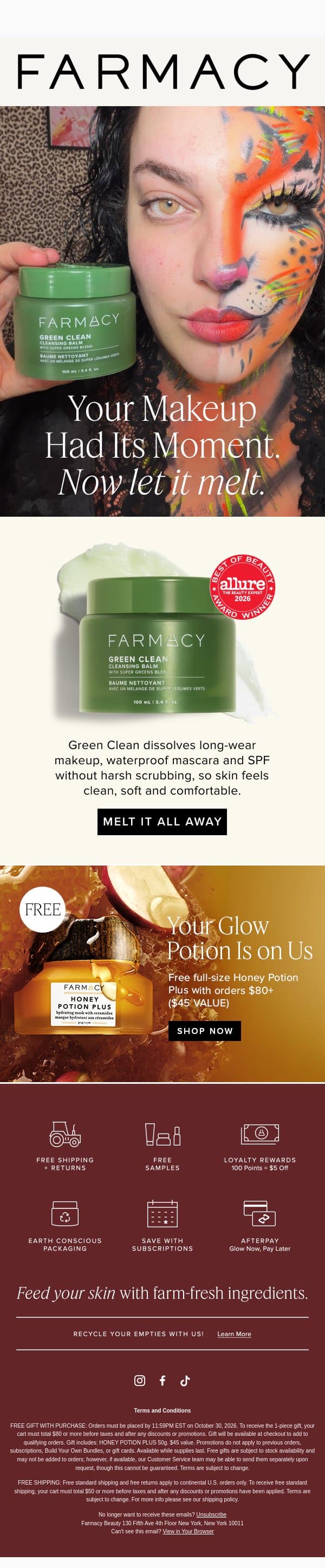 the easiest part of your halloween look email from Farmacy Beauty screenshot