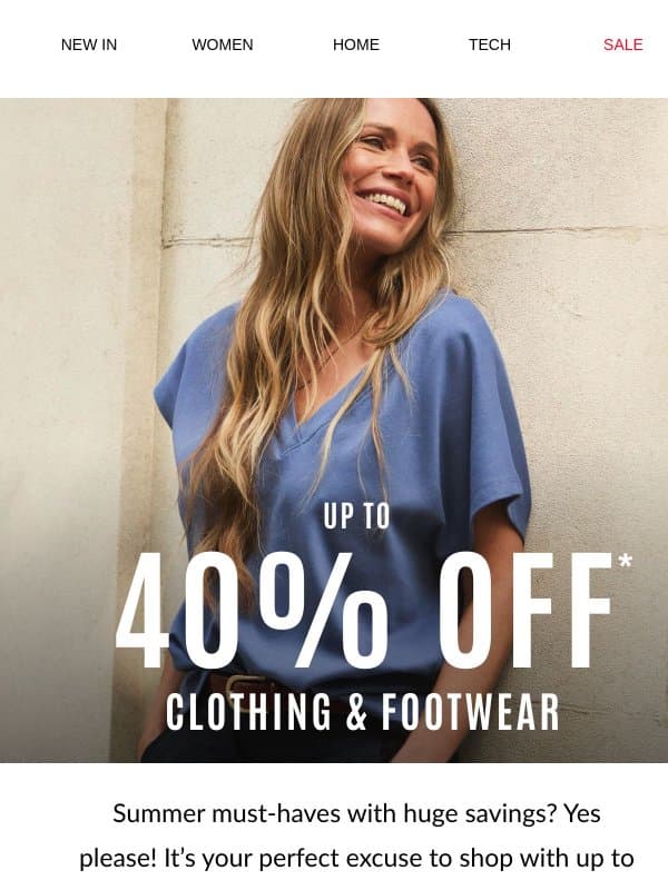 Your summer favourites ☀️ Up to 40% off email from Fashion World