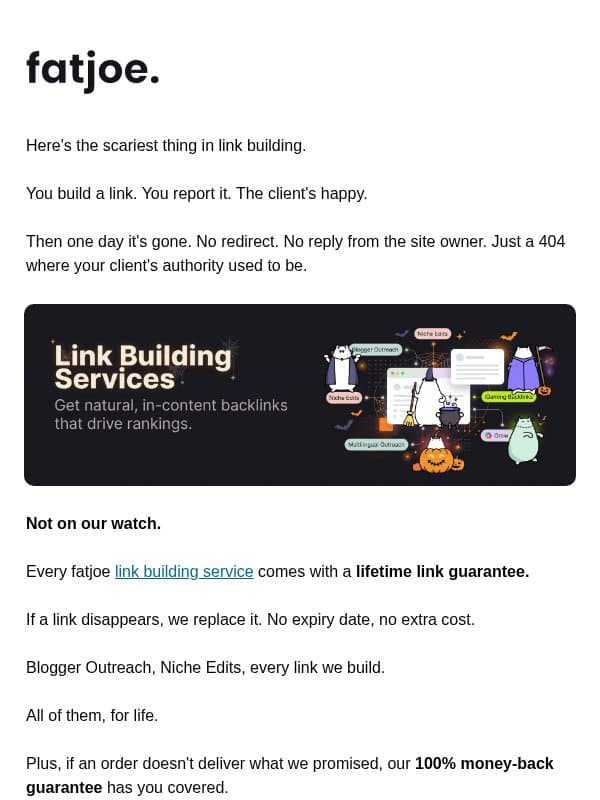 The scariest thing in your client's backlink profile email from FATJOE
