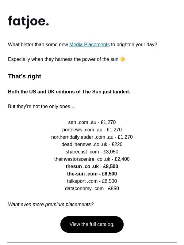Brand NEW sites to brighten your day. email from FATJOE