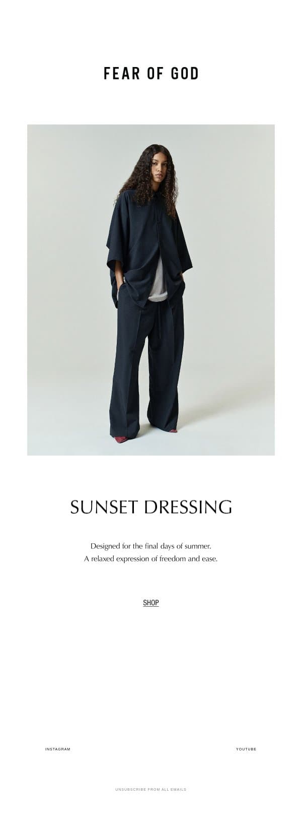 Sunset Dressing email from Fear of God screenshot