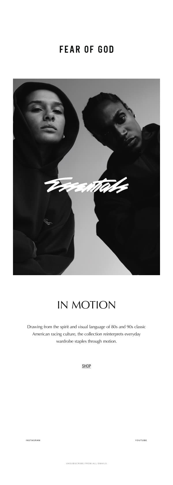 ESSENTIALS FW26 In Motion email from Fear of God screenshot