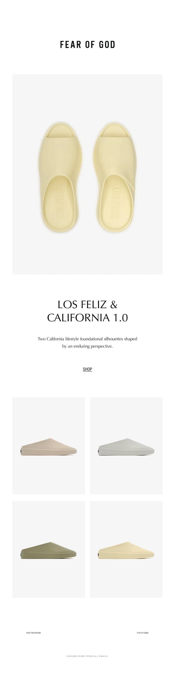 Los Feliz & California 1.0 email from Fear of God screenshot