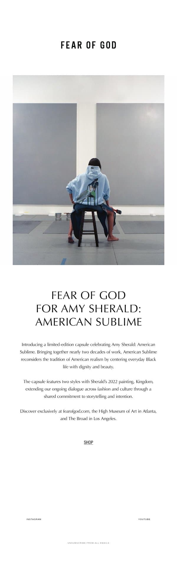 Fear of God for Amy Sherald: American Sublime email from Fear of God screenshot