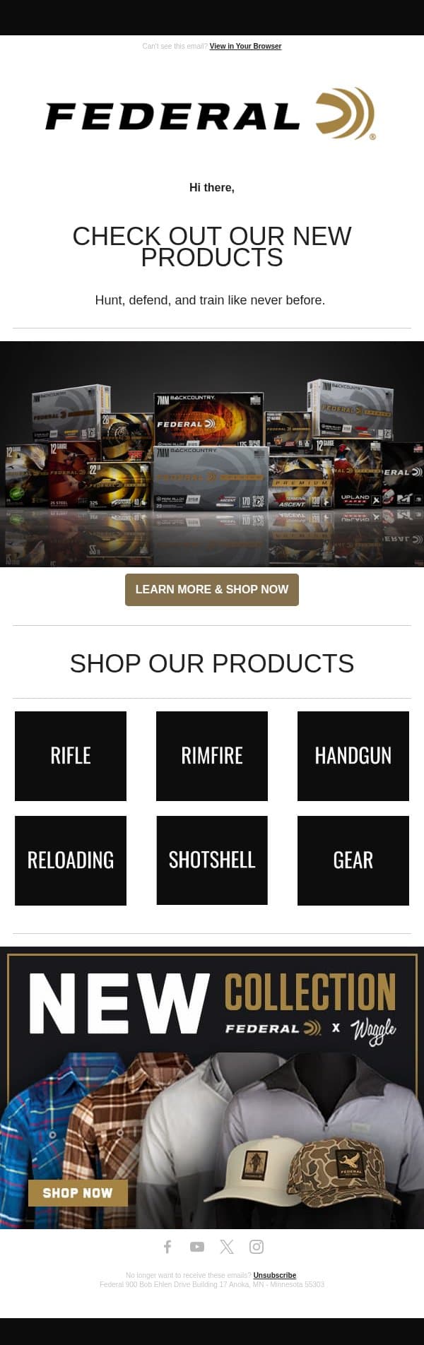 Check out our line of products! email from Federal Premium Ammunition screenshot