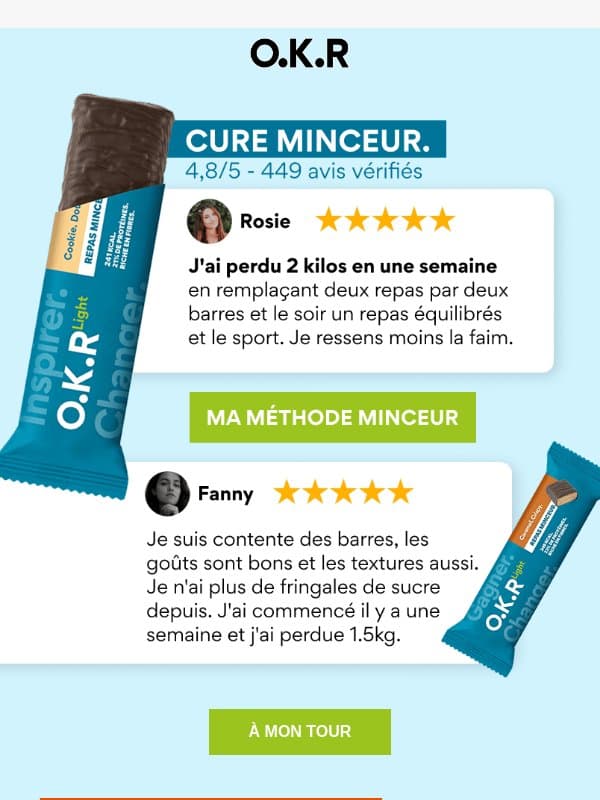 📢 "J'ai perdu 2 kilos en une semaine" email from Feed.