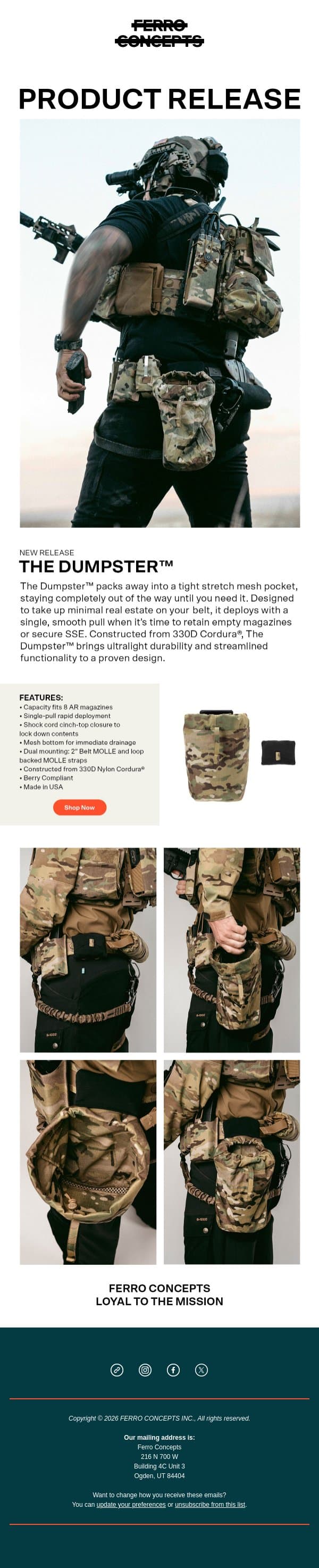 NEW PRODUCT - THE DUMPSTER™ email from Ferro Concepts screenshot