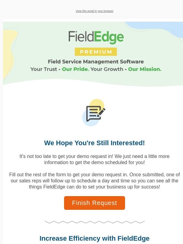 It's Not Too Late to Get Your Demo! email from FieldEdge