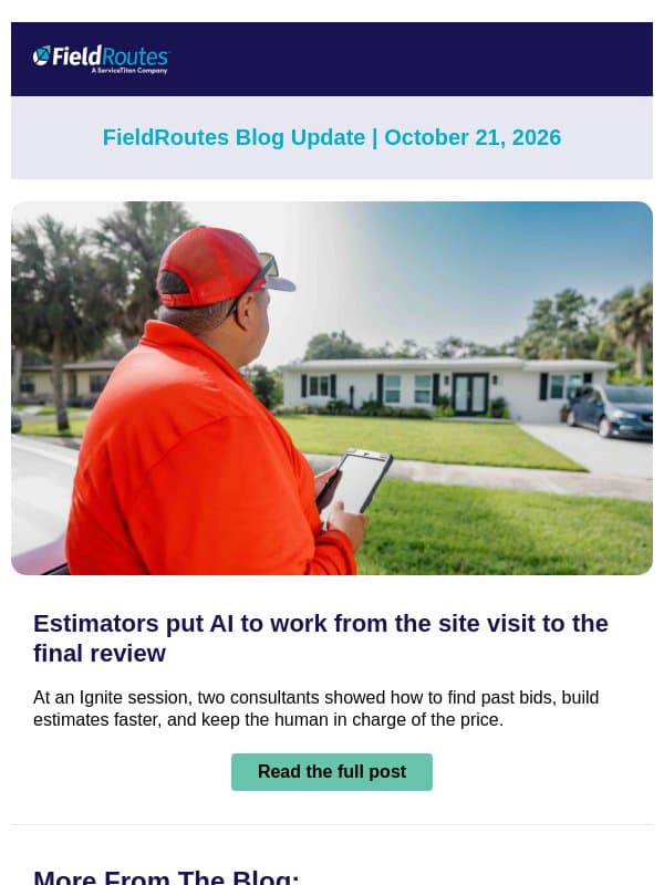 New on the blog: AI estimating + Fleet Pro dash cam claims email from FieldRoutes