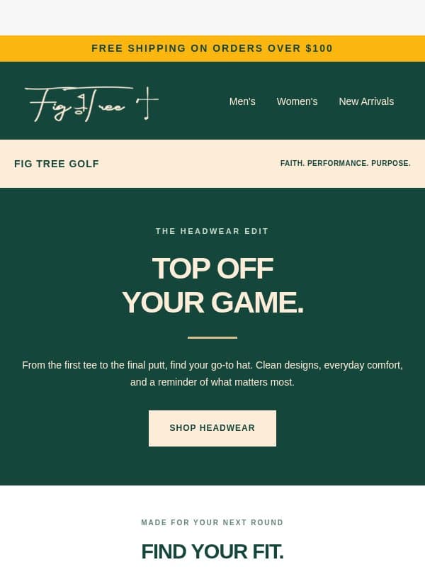 Find your next favorite golf hat. 🧢 email from Fig Tree Golf
