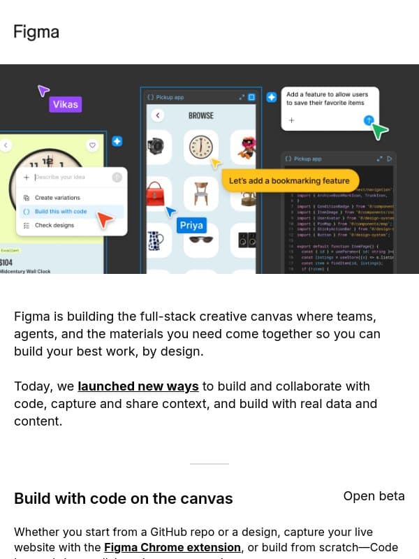 All the features that were announced at Config India email from Figma