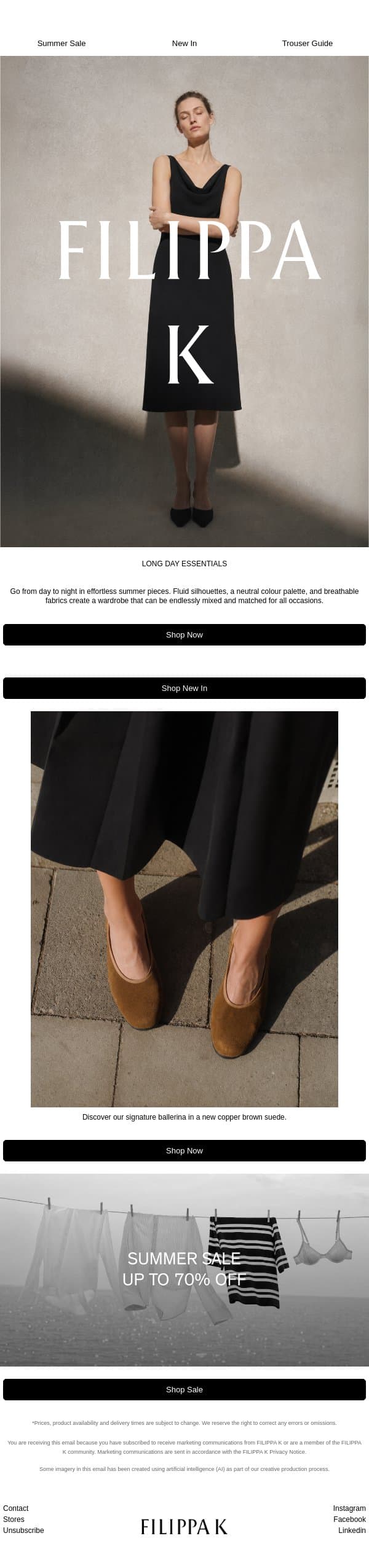Long Summer Days email from Filippa K screenshot