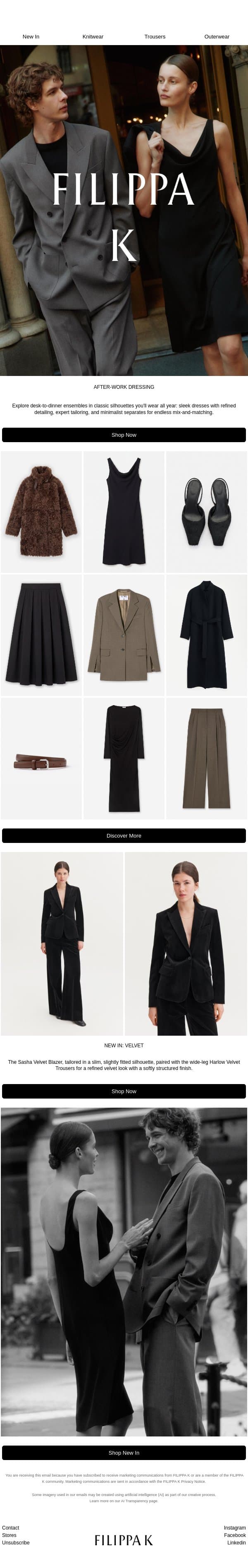 The After-Work Guide email from Filippa K screenshot