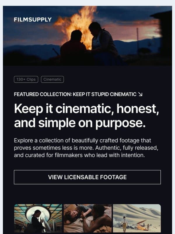 Featured coolection: Keep it stupid cinematic email from Filmsupply