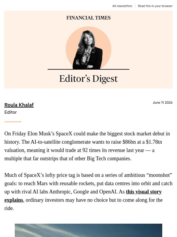 Moonshots email from Financial Times