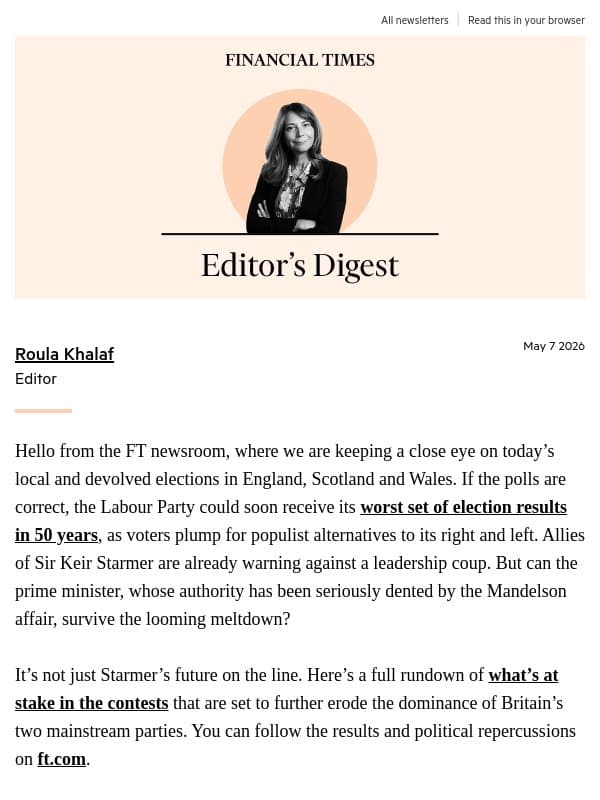 Meltdown email from Financial Times
