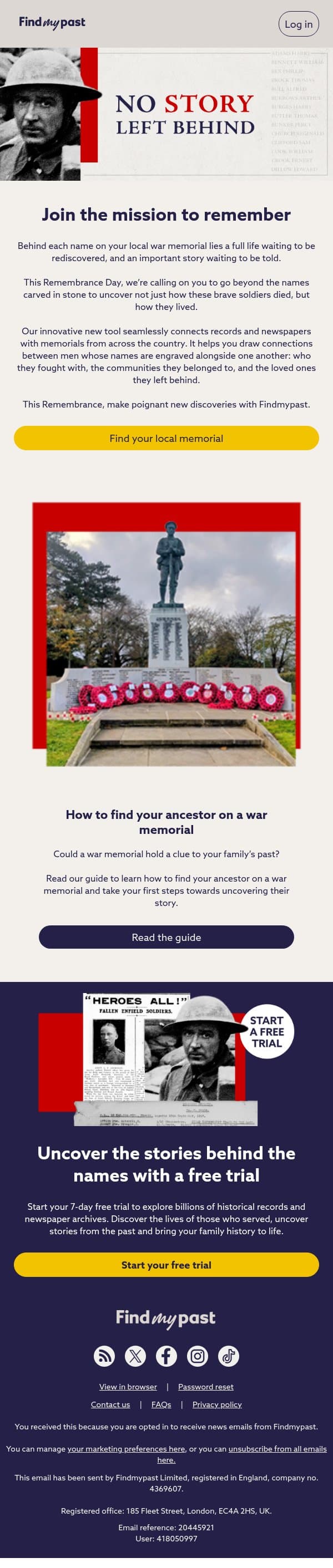 Every name has a story email from Findmypast screenshot