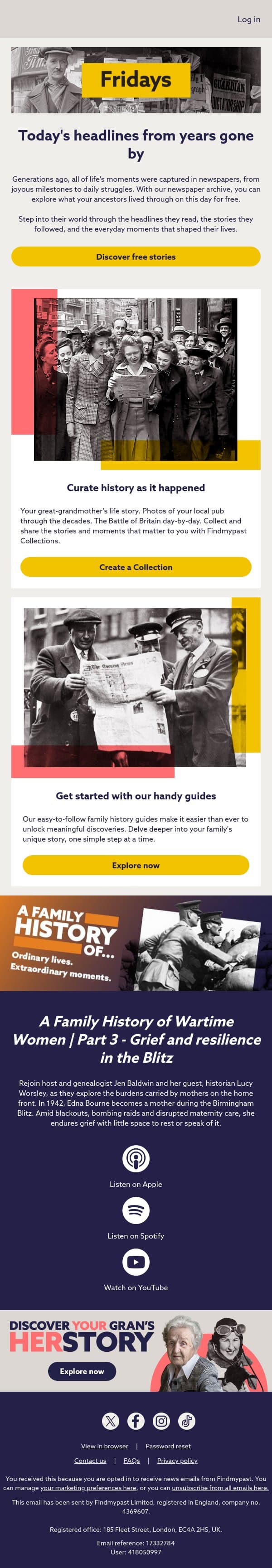 This day, their story email from Findmypast screenshot