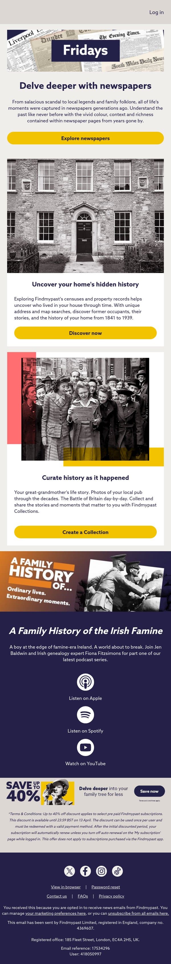 What secrets does your past hold? email from Findmypast screenshot