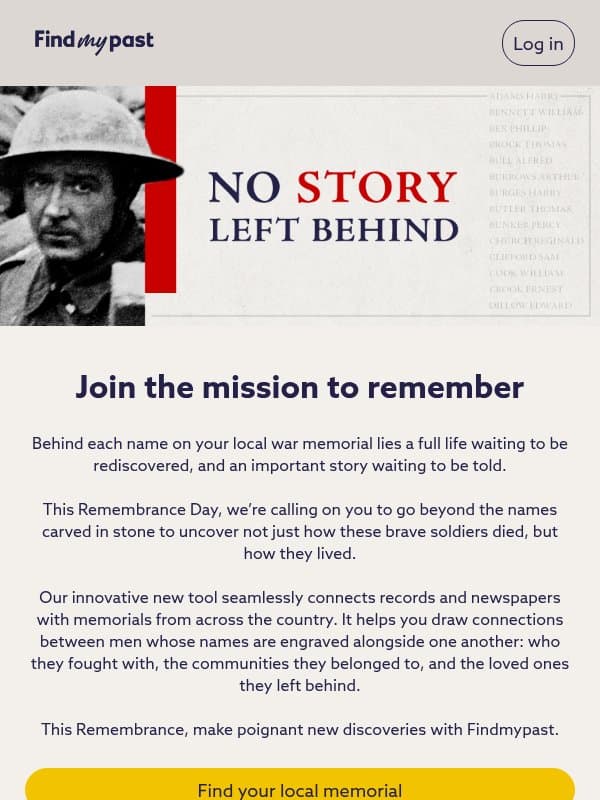 Every name has a story email from Findmypast