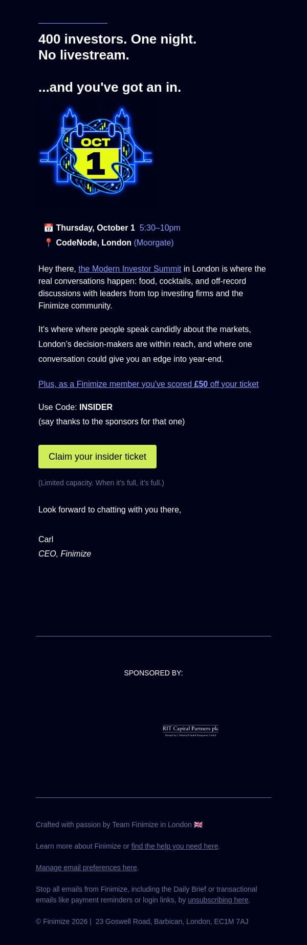 You've got an in. email from Finimize screenshot